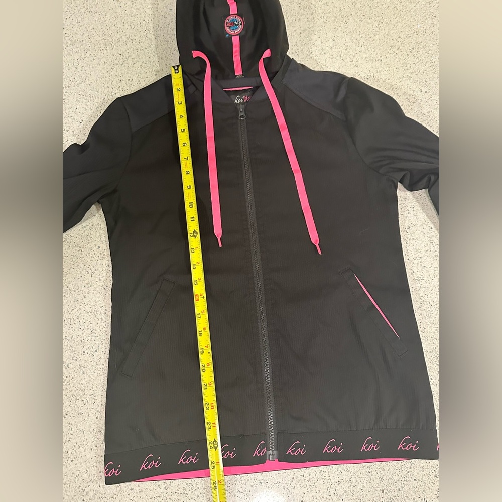 Koi Lite Scrub Jacket Black and Pink Women's Removable Hood XS - Picture 4 of 11